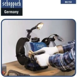 SMERIGLIATRICE MOLA DA BANCO DA 6 Ø 150 Mm 370W DOPPIO DISCO SCHEPPACH BG150 -Scheppach 13739350 3