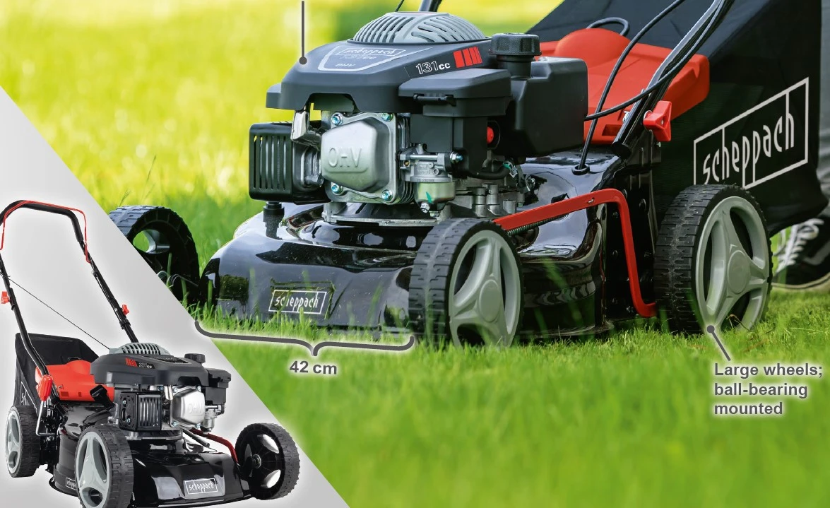 Scheppach Mp132-42 Rasaerba Tagliaerba A Scoppio A Spinta 3in1 132cc Taglio 42cm, Scocca In Metallo 12 Scheppach Mp132-42 Rasaerba Tagliaerba A Scoppio A Spinta 3in1 132cc Taglio 42cm, Scocca In Metallo - immagine 10