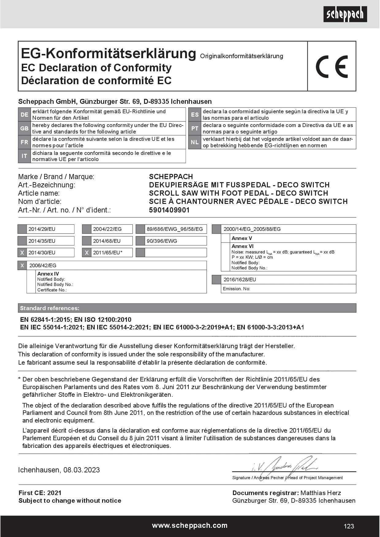 Scheppach DECO SWITCH Sega Da Traforo Con Pedale 14 Scheppach DECO SWITCH Sega Da Traforo Con Pedale - immagine 12