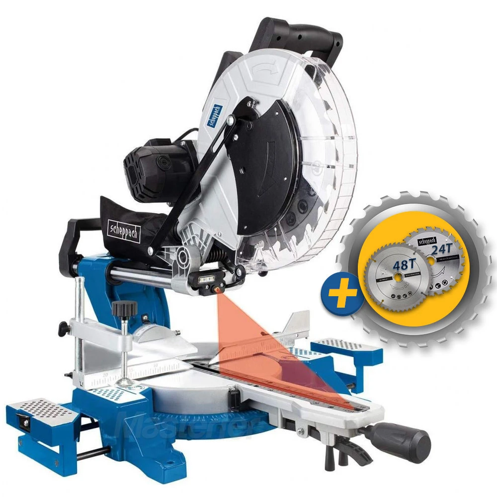 Scheppach HM104L - Troncatrice Radiale Per Legno D.305 + Doppia Lama 24T E 48T 3 Scheppach HM104L - Troncatrice Radiale Per Legno D.305 + Doppia Lama 24T E 48T