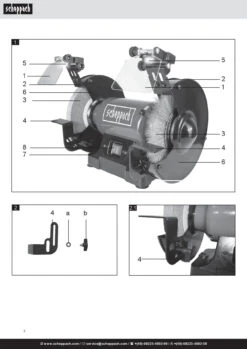 SCHEPPACH Sm200lb Luce Led Smerigliatrice Da Banco Mola E Spazzola 200mm 500W 220V -Scheppach sm200lb